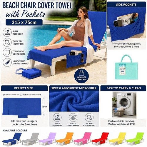 Sun lounger towel with pockets - towel,